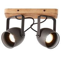 Brilliant CROWTON Deckenstrahler 30 cm Metall / Holz Kohlenschwarz / holz 2-Flammig, 47313/76 - 