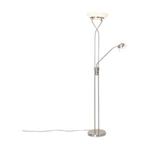 QAZQA Stehlampe Stahl inkl. LED und Dimmer mit Leselampe - Empoli
