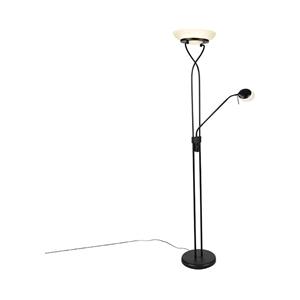 QAZQA Stehlampe schwarz inkl. LED und Dimmer mit Leselampe - Empoli
