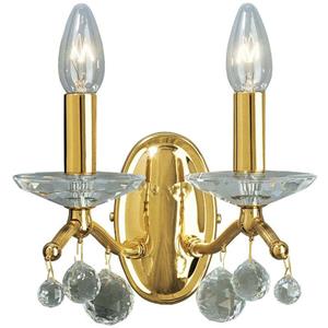 austrolux Wandlamp Carmen II, kristalglas, 24 K verguld