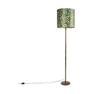 QAZQA Vintage Stehleuchte Gold mit Pfauenschirm 40 cm - Simplo