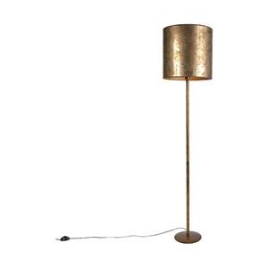 qazqa Vintage Stehleuchte Gold mit alt bronze Schirm 40 cm - Simplo - Bronze