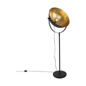 QAZQA Industrie Stehlampe schwarz 50 cm mit Gold verstellbar - Magnax