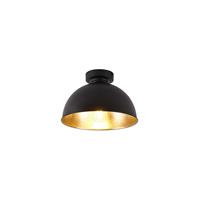 QAZQA Industrielle Deckenleuchte schwarz mit Gold 28 cm - Magnax