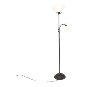 QAZQA Klassische Stehlampe braun mit Leselampe - Dallas