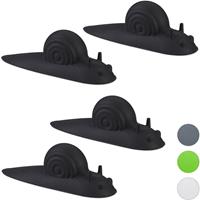 RELAXDAYS 4 x Türstopper Schnecke, Türkeil Gummi, weich, witzig, schützt Boden, Tür & Wand bei Luftzug, Türpuffer, schwarz