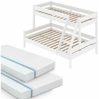 VitaliSpa Kinderbett EVEREST Etagenbett Weiß Hochbett Spielbett Massiv Stockbett - 