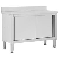 vidaXL Werktafel met schuifdeuren 120x50x(95-97) cm roestvrij staal