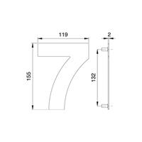 EDI 2507/0000/00 Hausnummer Ziffer 7 Edelstahl matt 150 mm Breite 119 mm