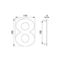 EDI 2508/0000/00 Hausnummer Ziffer 8 Edelstahl matt 150 mm Breite 110 mm