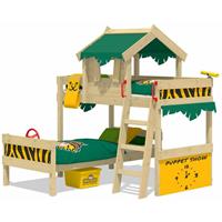 NO_BRAND WICKEY Kinderbett Etagenbett CrAzY Jungle mit grün/gelbe Rutsche Hochbett, 90 x 200 cm Hausbett