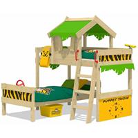 NO_BRAND WICKEY Kinderbett Etagenbett CrAzY Jungle mit apfelgrün/gelbe Rutsche Hochbett, 90 x 200 cm Hausbett