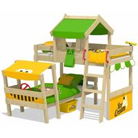 NO_BRAND WICKEY Kinderbett Etagenbett CrAzY Trunky mit apfelgrün/gelbe Rutsche Hochbett, 90 x 200 cm Hausbett