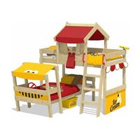 NO_BRAND WICKEY Kinderbett Etagenbett CrAzY Trunky mit rot/gelbe Rutsche Hochbett, 90 x 200 cm Hausbett