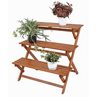 HARMS Pflanztreppe CAMBRIA 3 Etagen klappbar Eukalyptus Veranda Balkon Terrasse braun