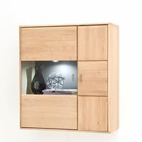 LOMADOX Hängevitrine TIJUANA-05 Wandschrank aus massiver Eiche Bianco, mit LED-Beleuchtung - B/H/T: 94/105/39cm