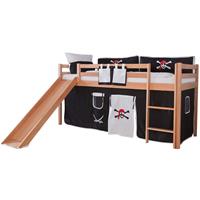 RELITA Hochbett Toby Buche Massiv mit Rutsche + Stoffset Pirat