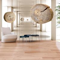 Artgeist Flying Discs of Wood Vlies Fotobehang