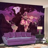 Artgeist Purple World Map Vlies Fotobehang