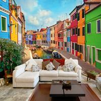 Artgeist Colorful Canal in Burano Vlies Fotobehang
