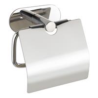 Wenko Turbo-Loc Edelstahl Toilettenpapierhalter mit Deckel Orea Shine, WC-Rollenhalter aus rostfreiem Edelstahl - Glänzend