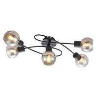 Lindby LED plafondlamp Elaina 5-lamps lang smoke