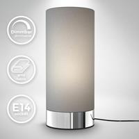 B.K.LICHT Tischleuchte Stoff Touchlampe dimmbar Nachttisch Schreibtisch Wohnzimmer grau