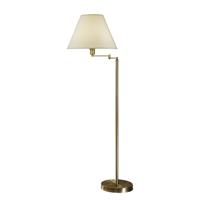 austrolux Vloerlamp Hilton, witte stoffen kap, oudmessing