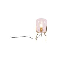 QAZQA Art Deco Tischlampe Messing rosa Glas - Glückseligkeit