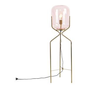 Qazqa Art Deco Vloerlamp Messing Met Roze Glas - Bliss