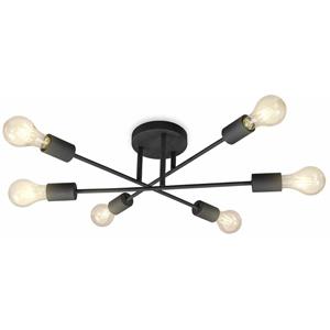 B.K.LICHT Vintage-Leuchte Deckenlampe Retro Industrial 6-flammig E27 schwarz rustikal