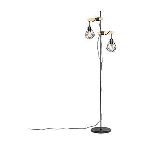 QAZQA Vloerlamp chon - Zwart - Landelijk - L 43cm