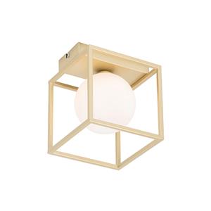 QAZQA Design plafondlamp goud met wit glas - Aniek