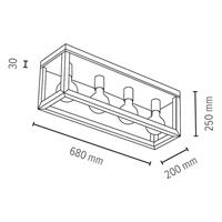 Envolight Rowan plafondlamp, eiken, hoekig 4-lamps