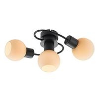 Lindby plafondlamp Ciala, 3-lamps, zwart, wit, glas