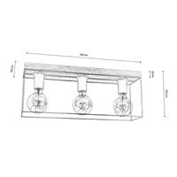 Envolight Gretter plafondlamp metaal/eiken 3-lamps