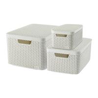 Curver Style Aufbewahrungskorb mit Deckel 3 Stk. Wei&szlig; 240652 
