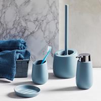 WENKO WC-Garnitur Badi Blaugrau Keramik, WC-Bürstenhalter