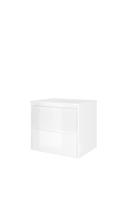 Proline Elegant badmeubel met polystone wastafel zonder kraangat en onderkast symmetrisch - Glans wit/Glans wit - 60x46cm (bxd)