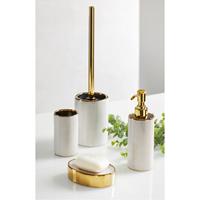 WENKO WC-Garnitur Nuria Gold/Weiß, WC-Bürstenhalter aus hochwertiger Keramik