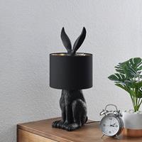 Lindby Lorentina, stoffen tafellamp, haas, zwart
