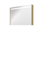 Bewonen Premium spiegelkast met LED verlichting - met 2 houten deur - Ideal oak - 100x74cm