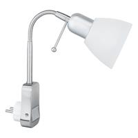 Stopcontact Lamp met Schakelaar - Trion - Rond - Mat Chroom - Aluminium - E14 - Stekkerlamp - Stekkerspot