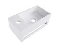 Bewonen Alento fontein Solid Surface met handdoekhouder mat wit- kraangat links