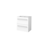 Basic Line 39 badmeubel ondiep 60x39cm - opbouwgrepen - porseleinen wastafel met 1 kraangat - Ice White