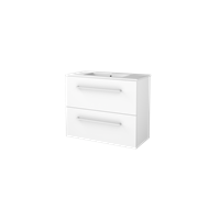 Basic Line 39 badmeubel ondiep 80x39cm - opbouwgrepen - porseleinen wastafel met 1 kraangat - Ice White