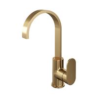 Brauer Gold Edition wastafelkraan hoog cascade - hendel 3 - geborsteld goud PVD