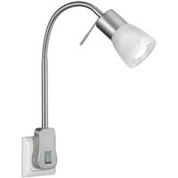 Stekkerlamp Lamp met Schakelaar - Trion Levino - E14 Fitting - 6W - Warm Wit 3000K - Mat Nikkel - Aluminium