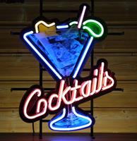Fiftiesstore Cocktails Glas Neon Met Achterplaat 50 x 64 cm