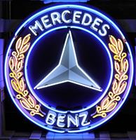 Mercedes-Benz Logo Neon Verlichting Met Achterplaat XL 100 x 100 cm